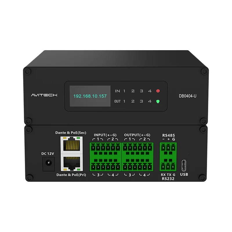 Dante 4 sur 4 Out Out Network Audio Processor Box