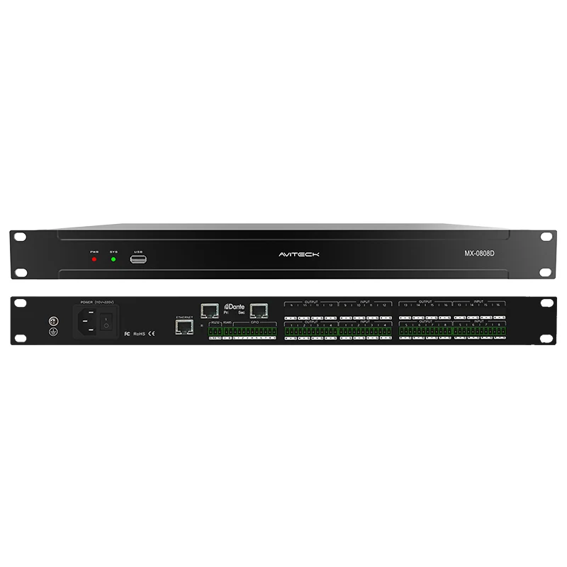 Dante 8 sur 8 Out Network Audio Processeur